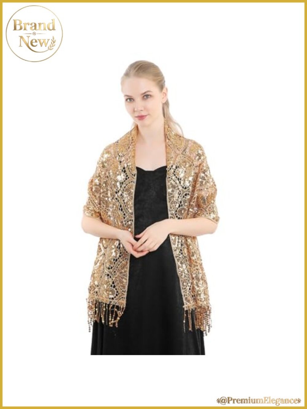 Elegant Sequin Flower Shawl Wrap for Women - Sparkly Bridal Scarf for Wedding